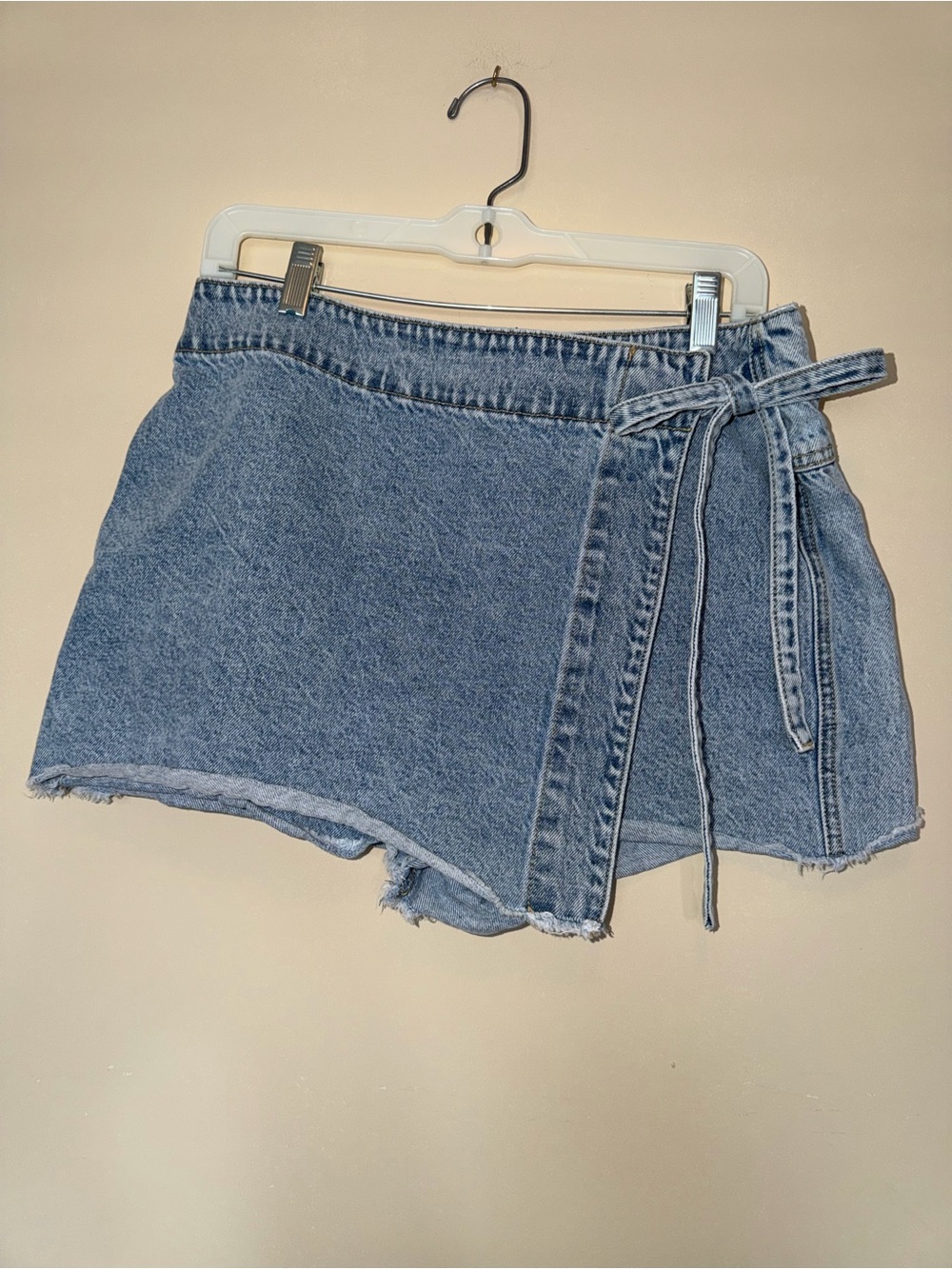 Altar’d State Denim Wrap Shorts in Light Blue